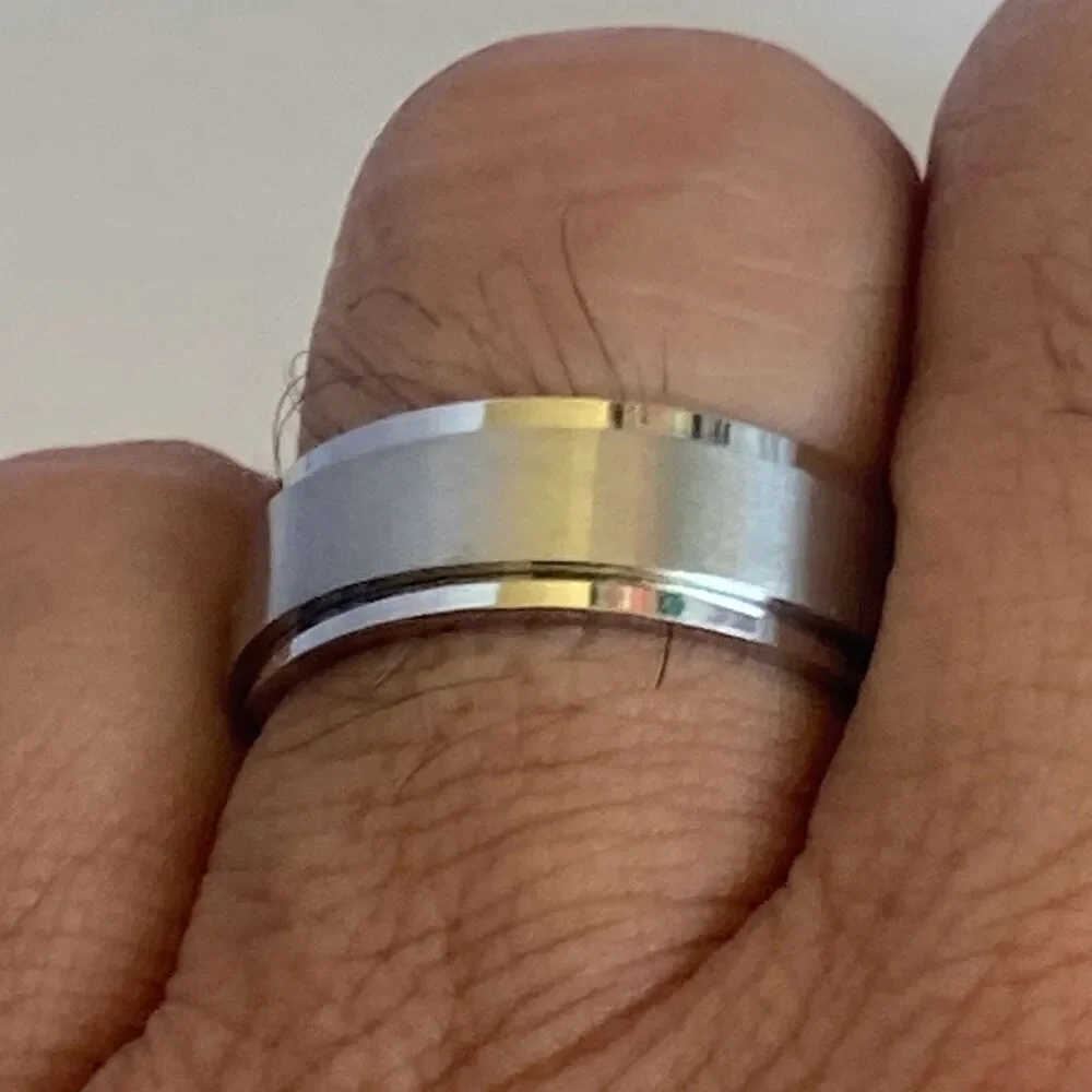 Men’s Spinner Ring Stainless Steel Fidget Band Silver Size 11 Anxiety Ring